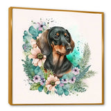 Cute Watercolor Dachshund With Flowers I