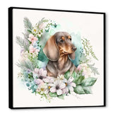 Cute Watercolor Dachshund With Flowers III