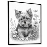 Cute Yorkshire Dog With Flowers I