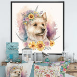 Cute Yorkshire Dog With Flowers III