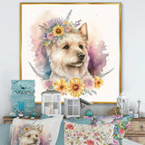 Cute Yorkshire Dog With Flowers III