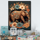 Retro Elephant Surrounded By Flowers I