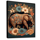 Retro Elephant Surrounded By Flowers I