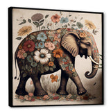 Retro Elephant Surrounded By Flowers II