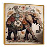 Retro Elephant Surrounded By Flowers II