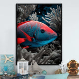 Mysterious Tropical Fish In Blue And Red V