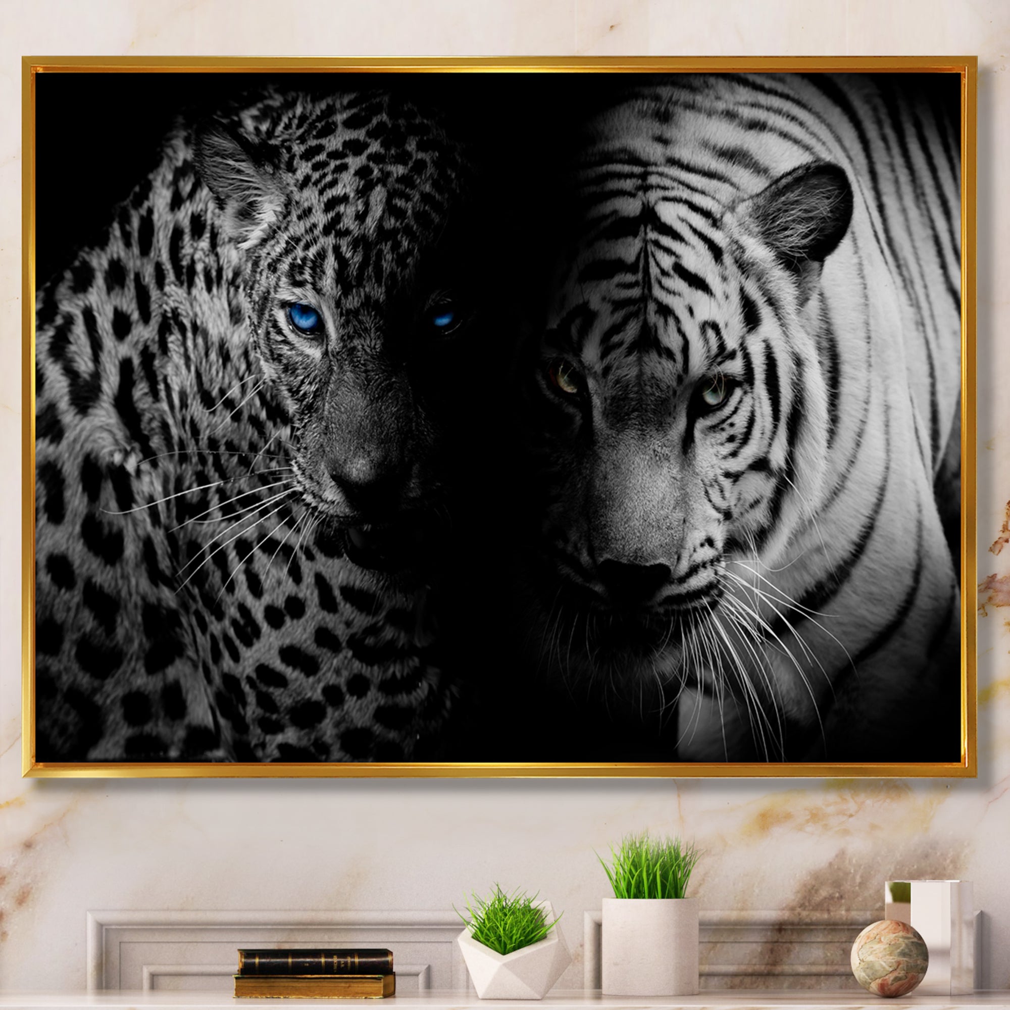 Leopard and Tiger in Black