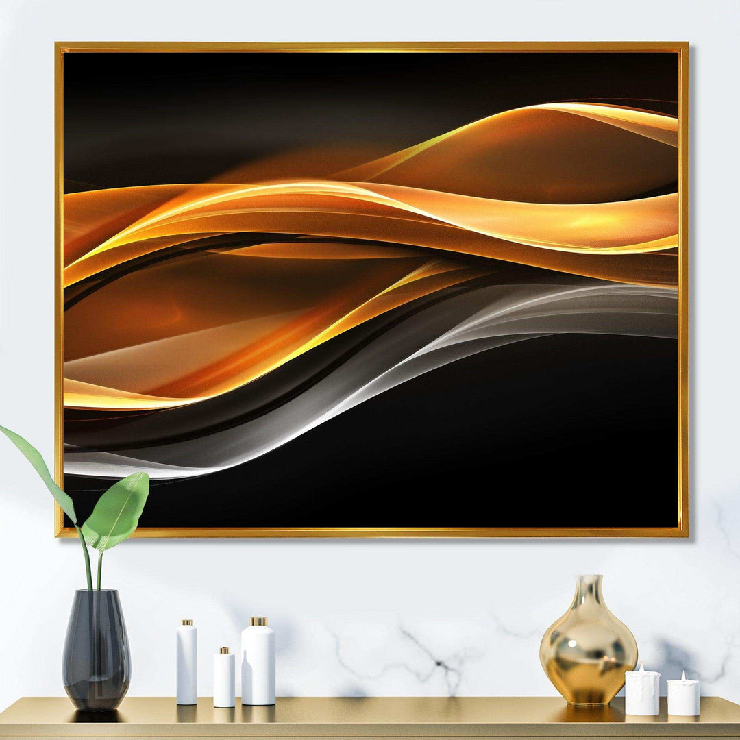 Gold Silver Inward Lines - Modern Living Room Wall Decor