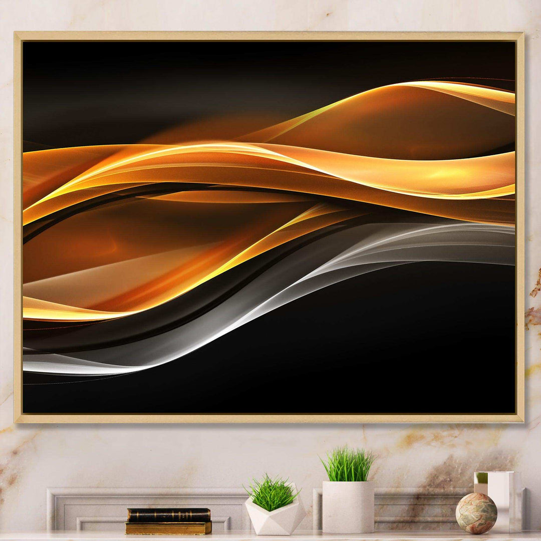 Gold Silver Inward Lines - Modern Living Room Wall Decor