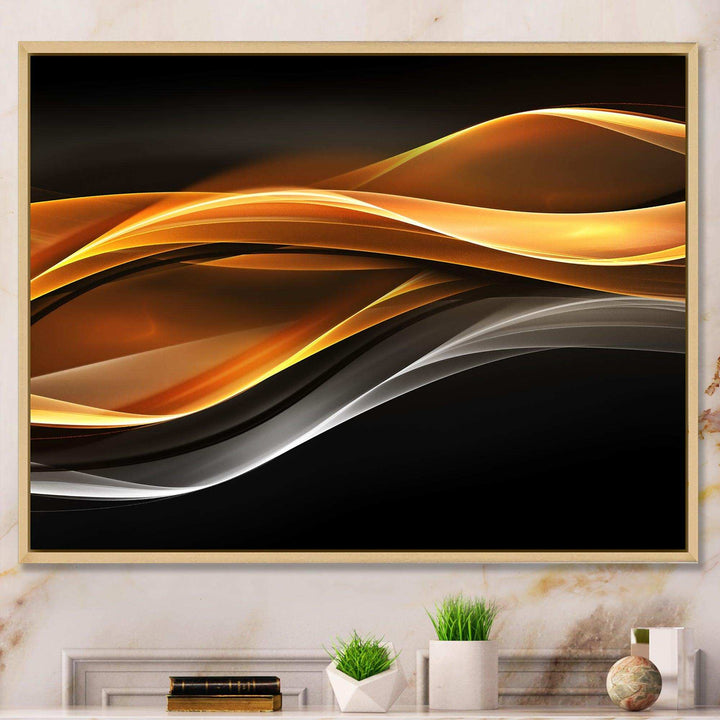 Gold Silver Inward Lines - Modern Living Room Wall Decor