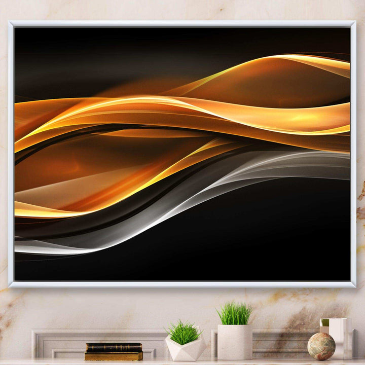 Gold Silver Inward Lines - Modern Living Room Wall Decor