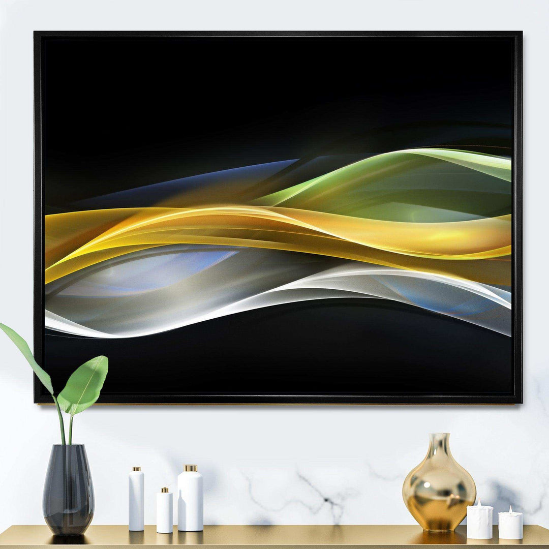 Gold Silver Straight Yellow Lines - Modern Canvas Wall Art