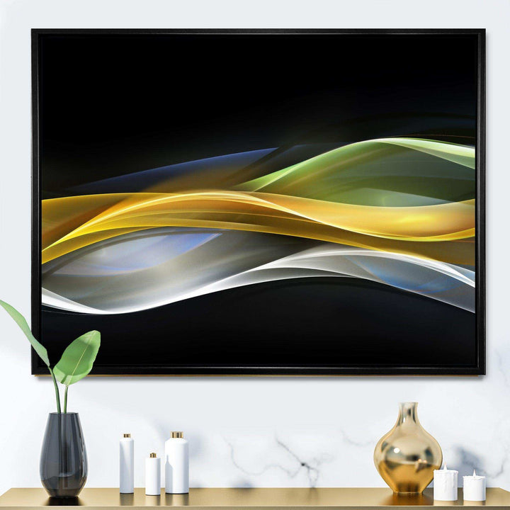 Gold Silver Straight Yellow Lines - Modern Canvas Wall Art
