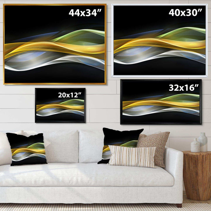 Gold Silver Straight Yellow Lines - Modern Canvas Wall Art