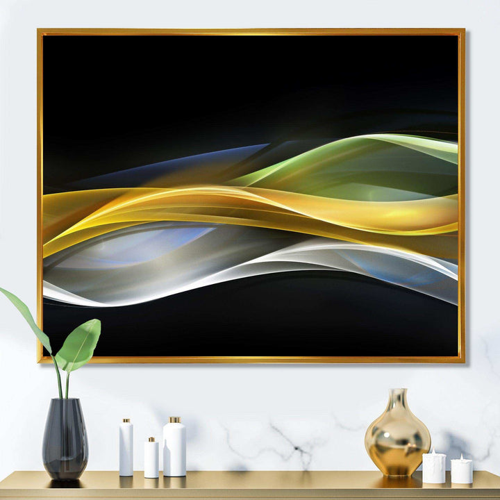 Gold Silver Straight Yellow Lines - Modern Canvas Wall Art