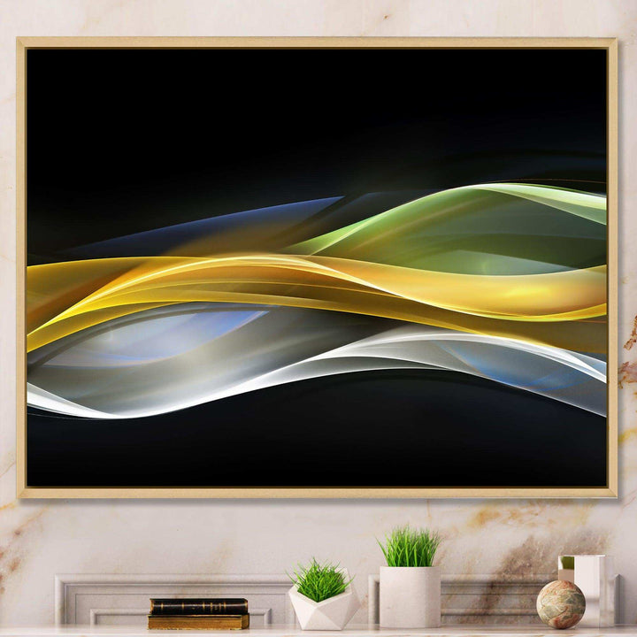 Gold Silver Straight Yellow Lines - Modern Canvas Wall Art