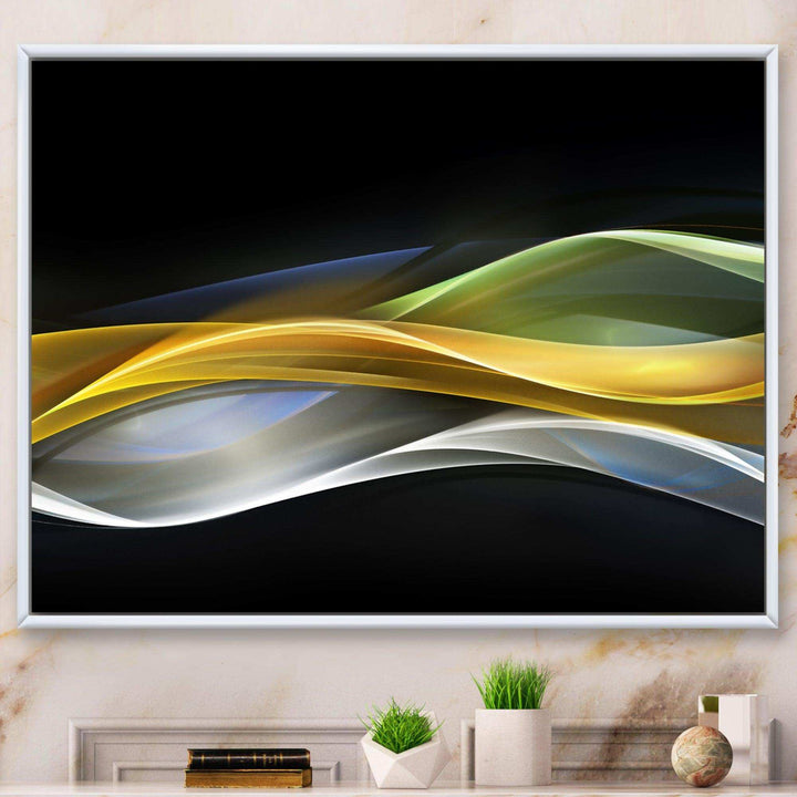 Gold Silver Straight Yellow Lines - Modern Canvas Wall Art