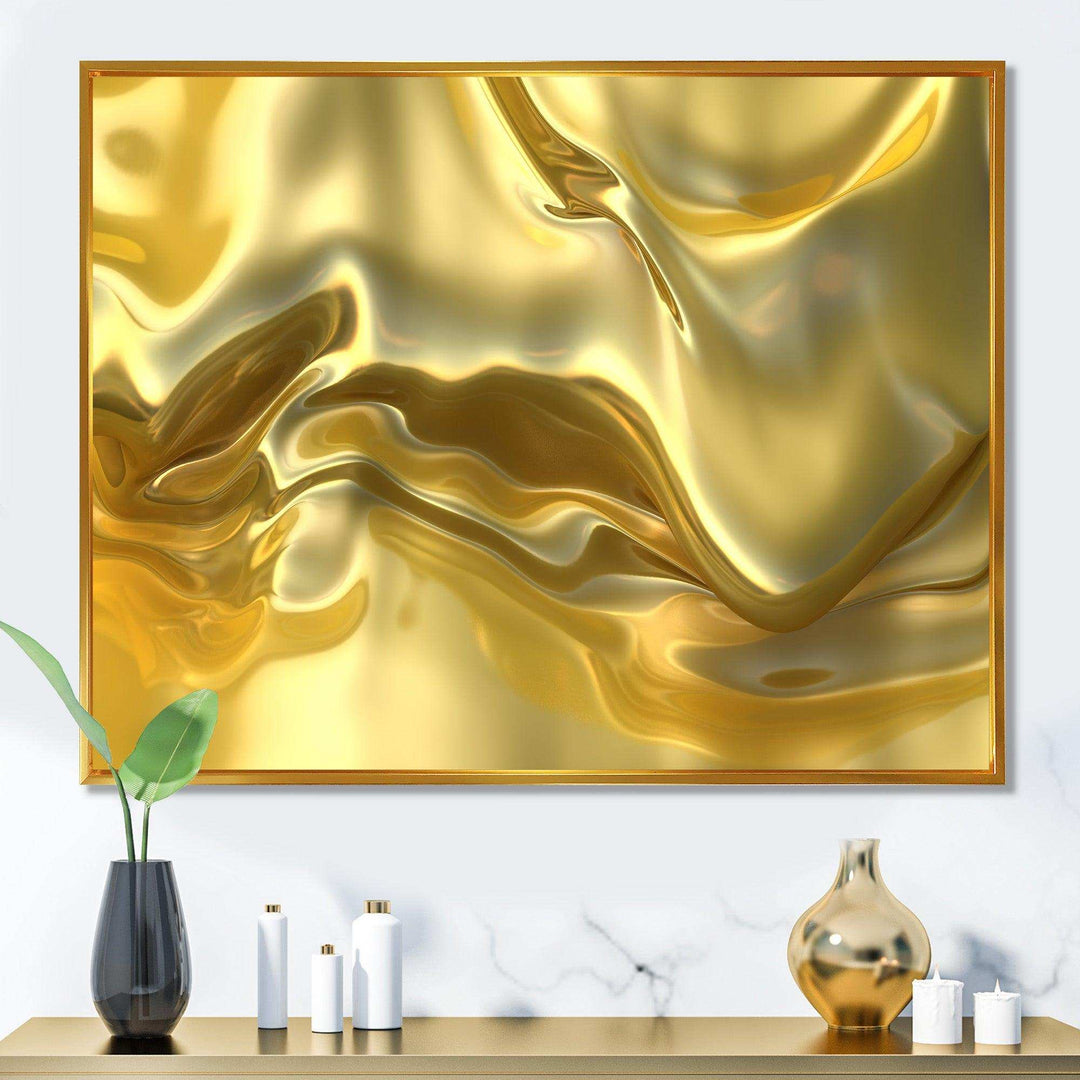 Golden Cloth Texture - Modern Living Room Wall Decor
