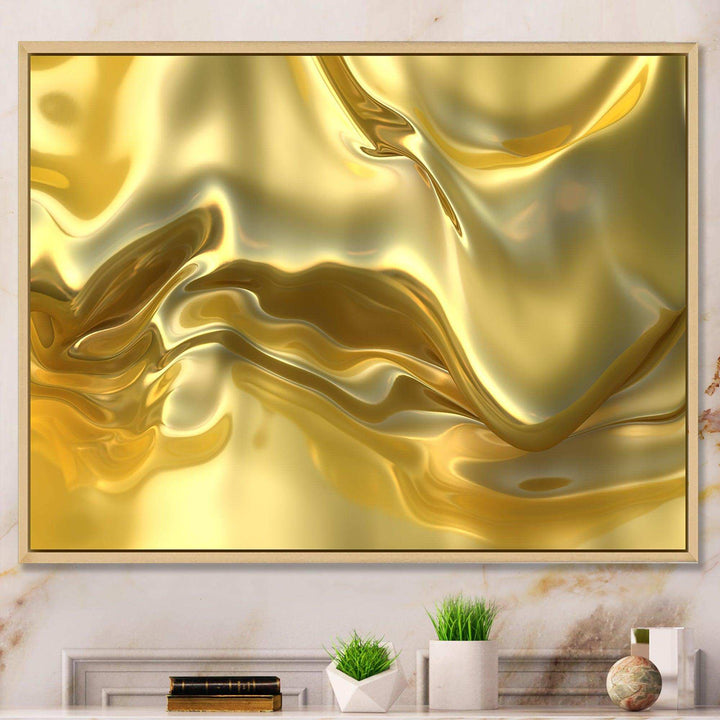 Golden Cloth Texture - Modern Living Room Wall Decor