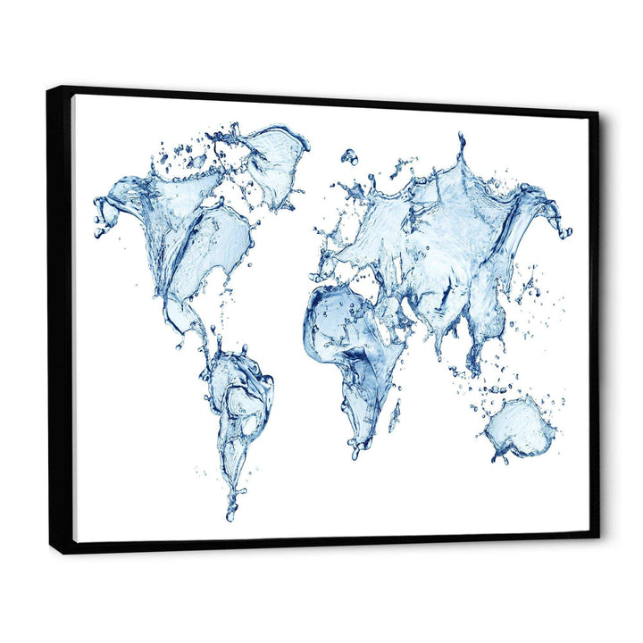 World Map Water Splash - Global Canvas Wall Art