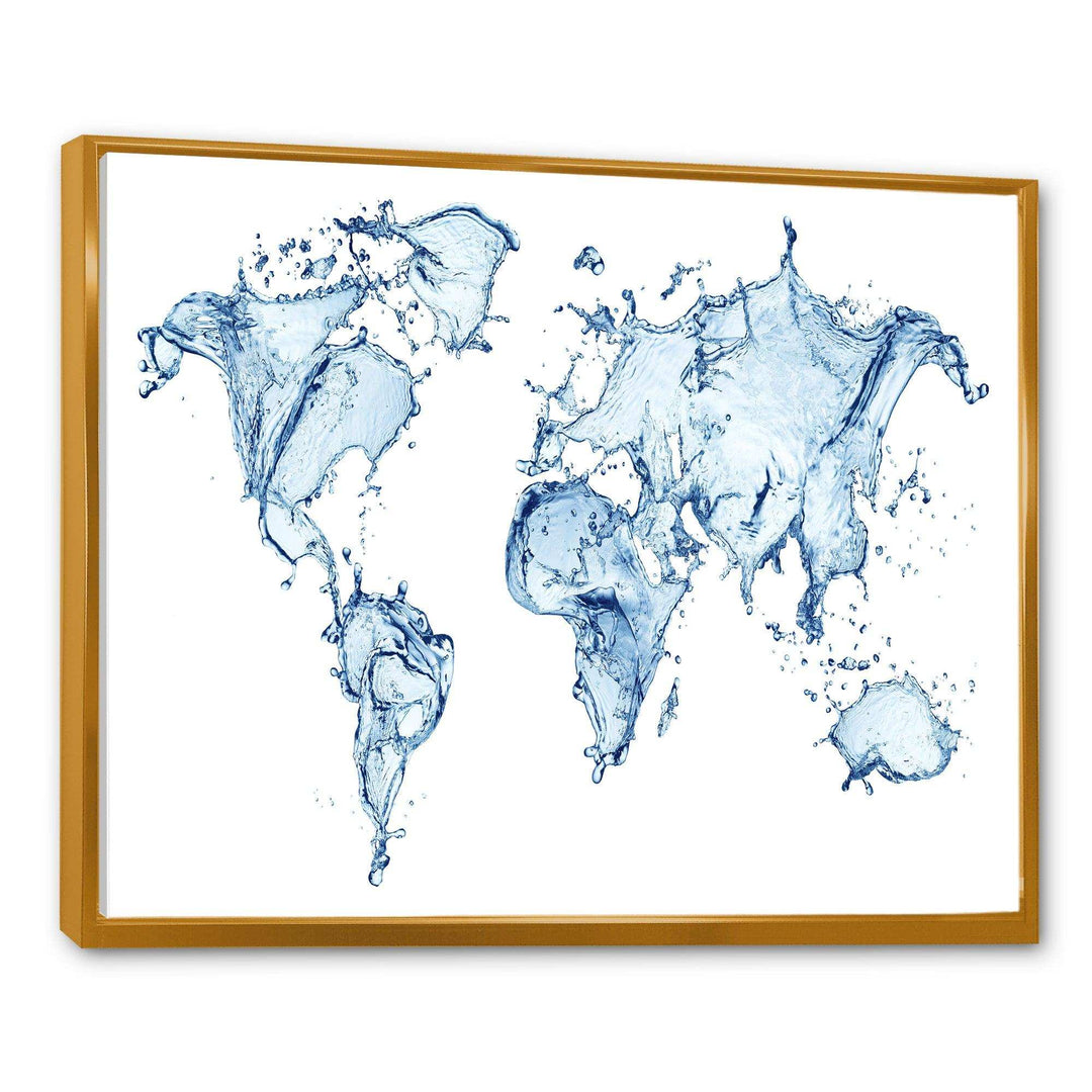 World Map Water Splash - Global Canvas Wall Art