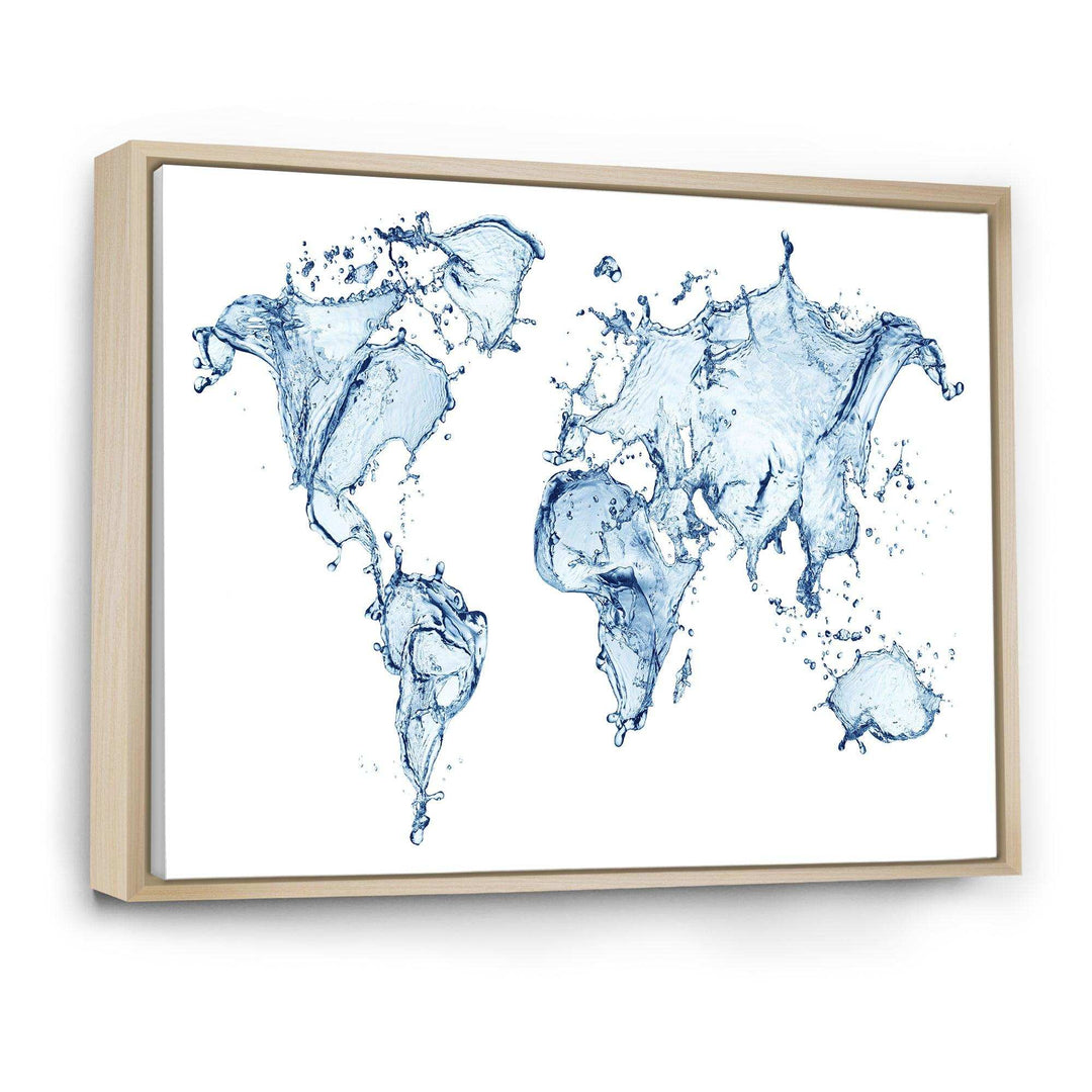 World Map Water Splash - Global Canvas Wall Art