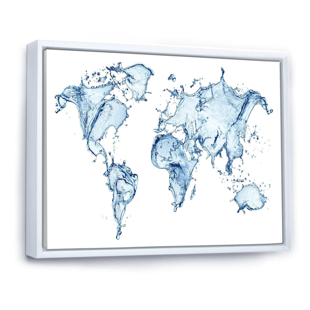 World Map Water Splash - Global Canvas Wall Art