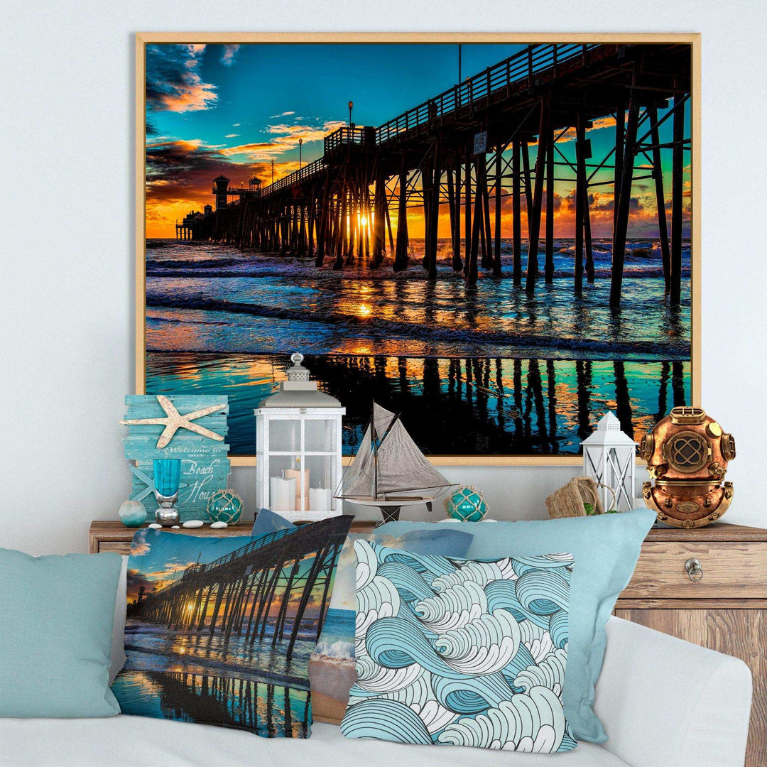 Oceanside Pier at Evening - Landscape Bedroom Wall Art