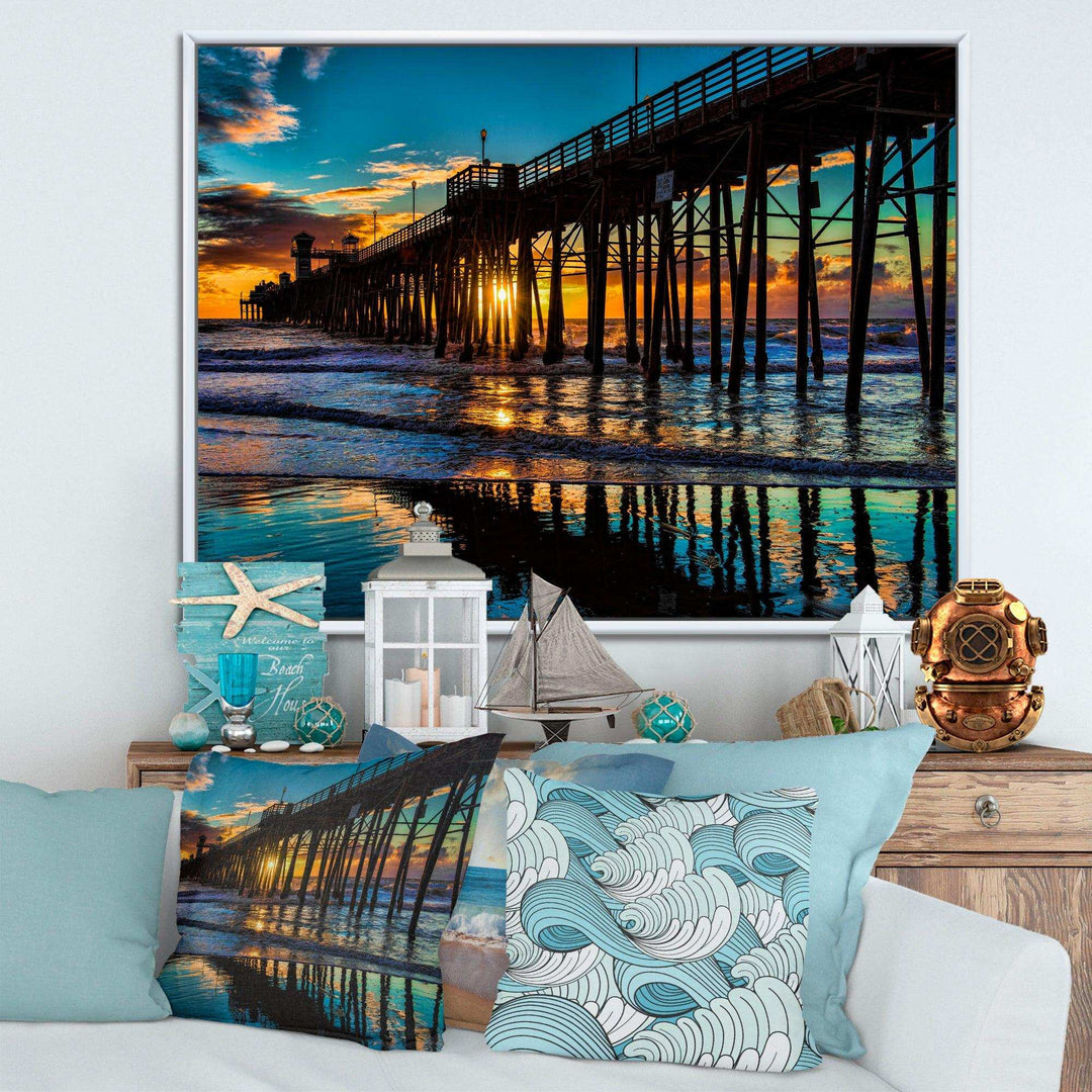 Oceanside Pier at Evening - Landscape Bedroom Wall Art