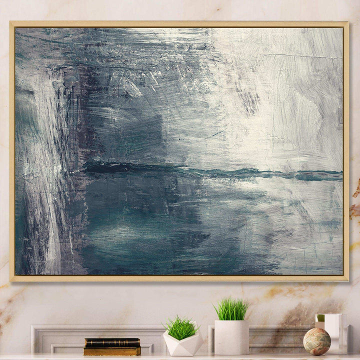 Grey Abstract Pattern Oil - Modern Bedroom Wall Art
