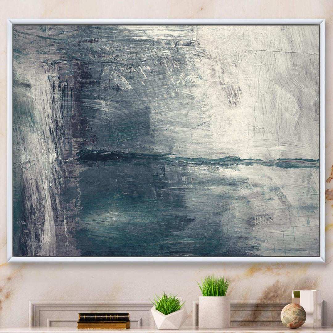 Grey Abstract Pattern Oil - Modern Bedroom Wall Art