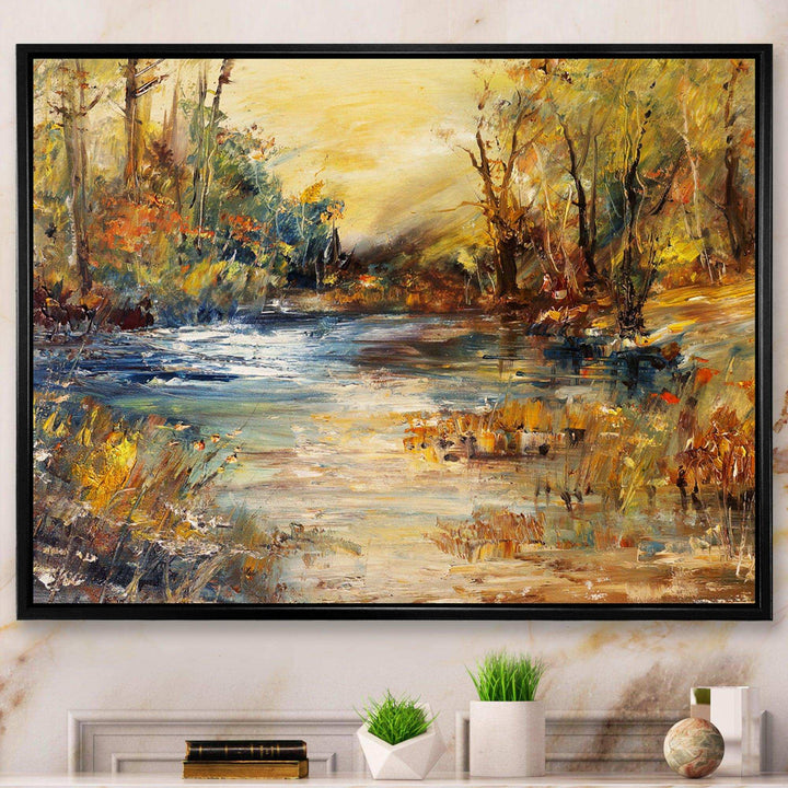 Stream in Forest Oil Painting