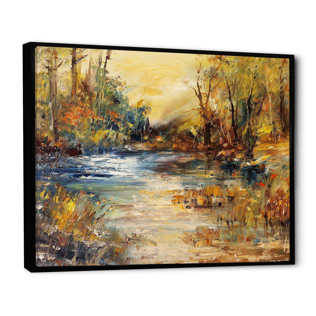 Stream in Forest Oil Painting