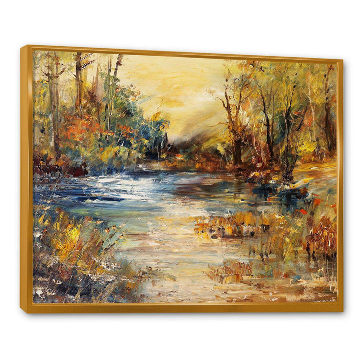 Stream in Forest Oil Painting
