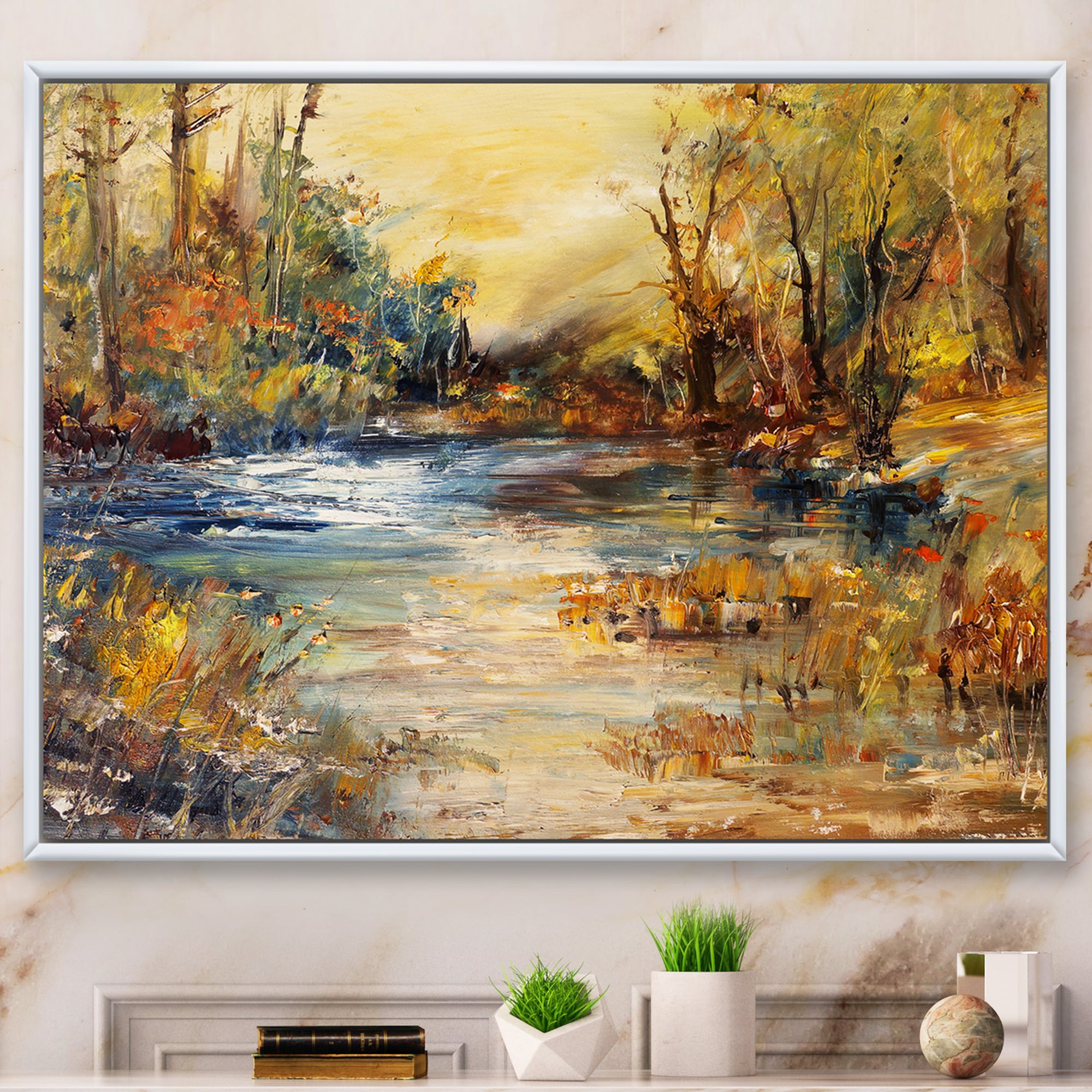 Stream in Forest Oil Painting