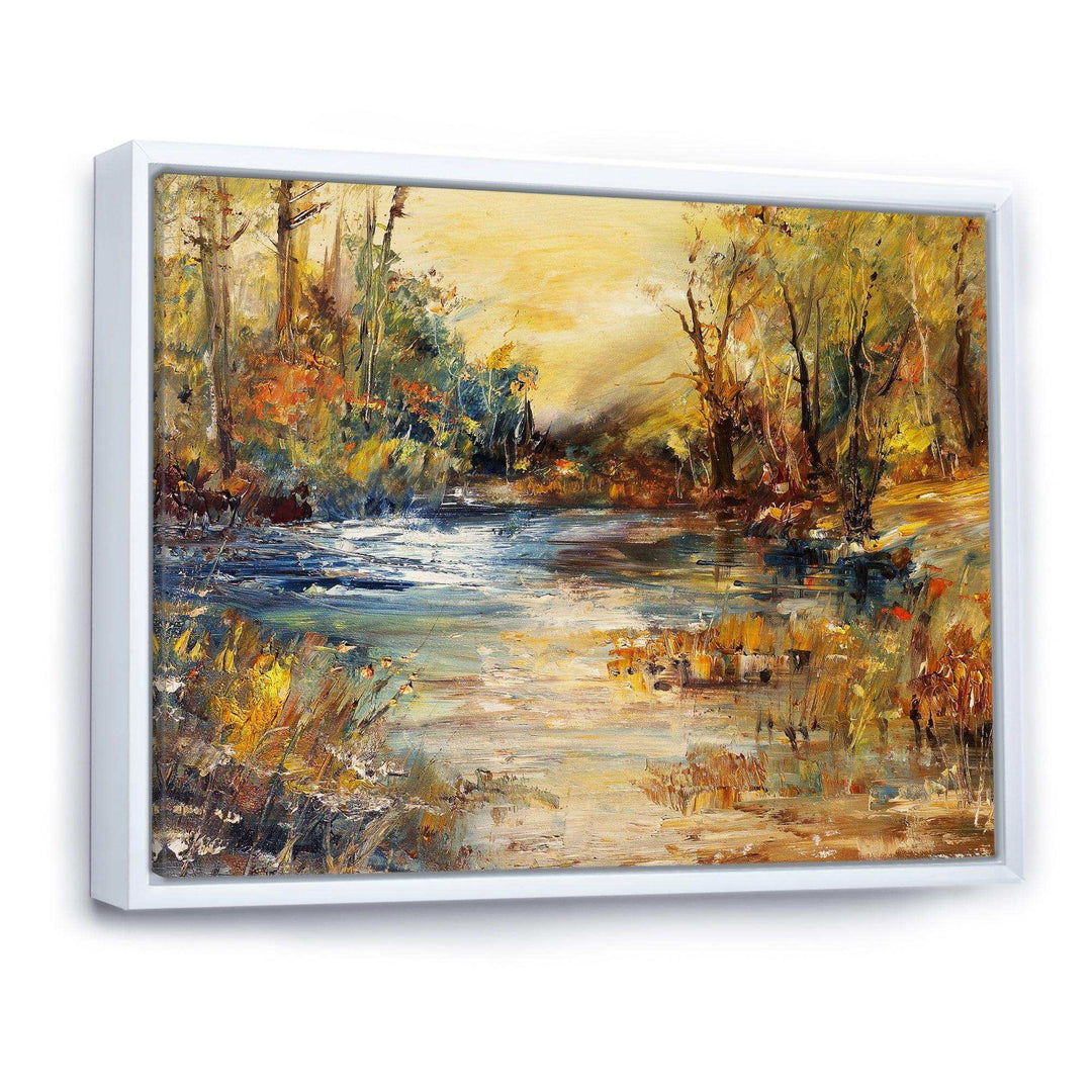 Stream in Forest Oil Painting