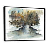 River in Woods Watercolor