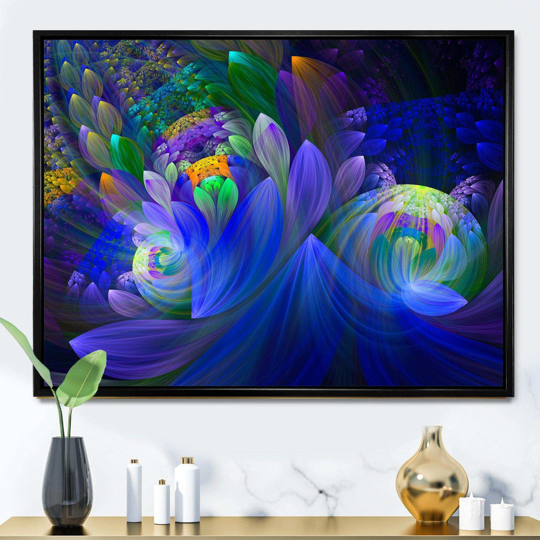 Blue Fractal Flower Bouquet - Modern Canvas Wall Art