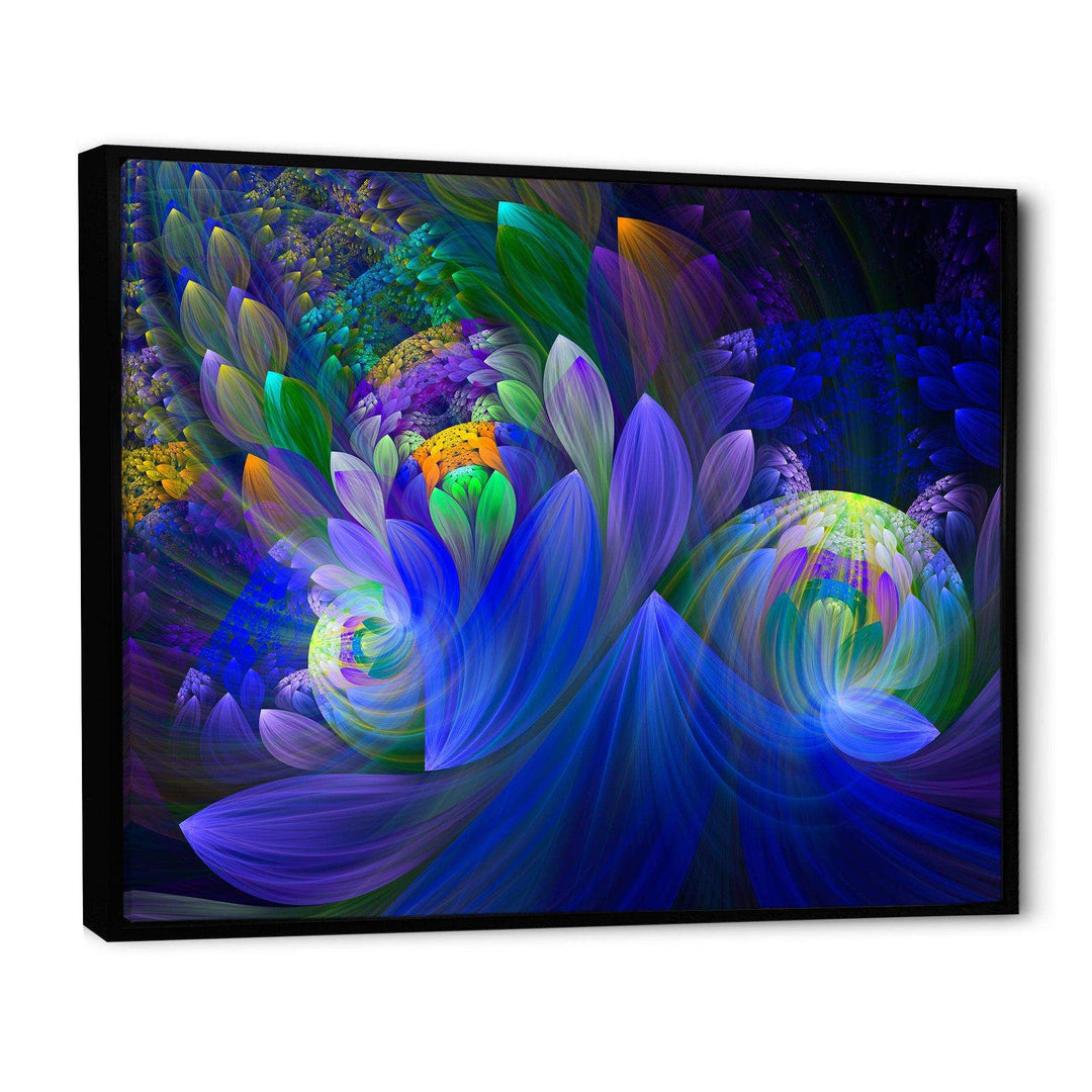 Blue Fractal Flower Bouquet - Modern Canvas Wall Art