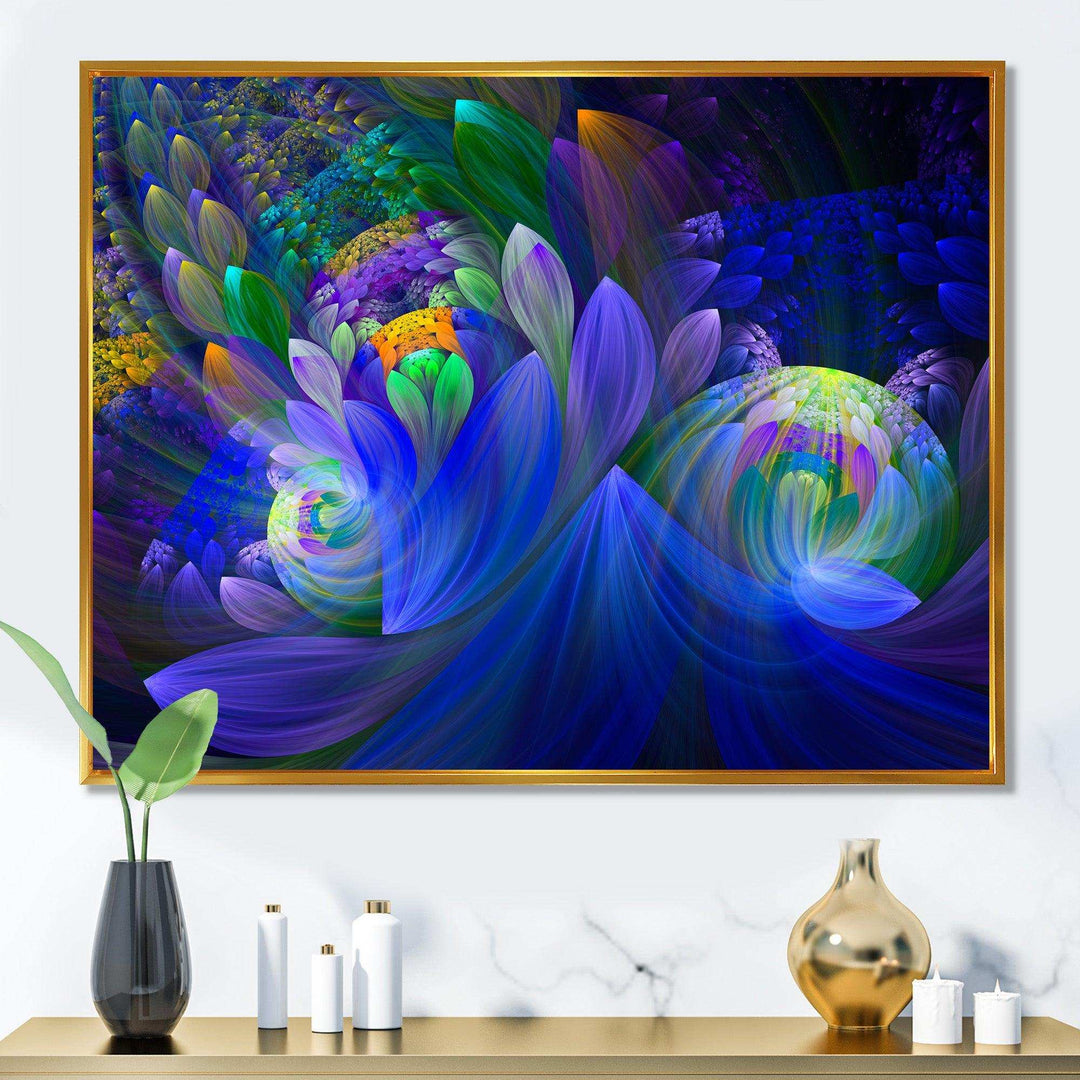 Blue Fractal Flower Bouquet - Modern Canvas Wall Art