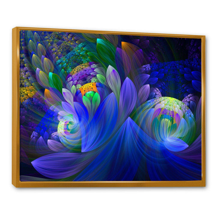 Blue Fractal Flower Bouquet - Modern Canvas Wall Art