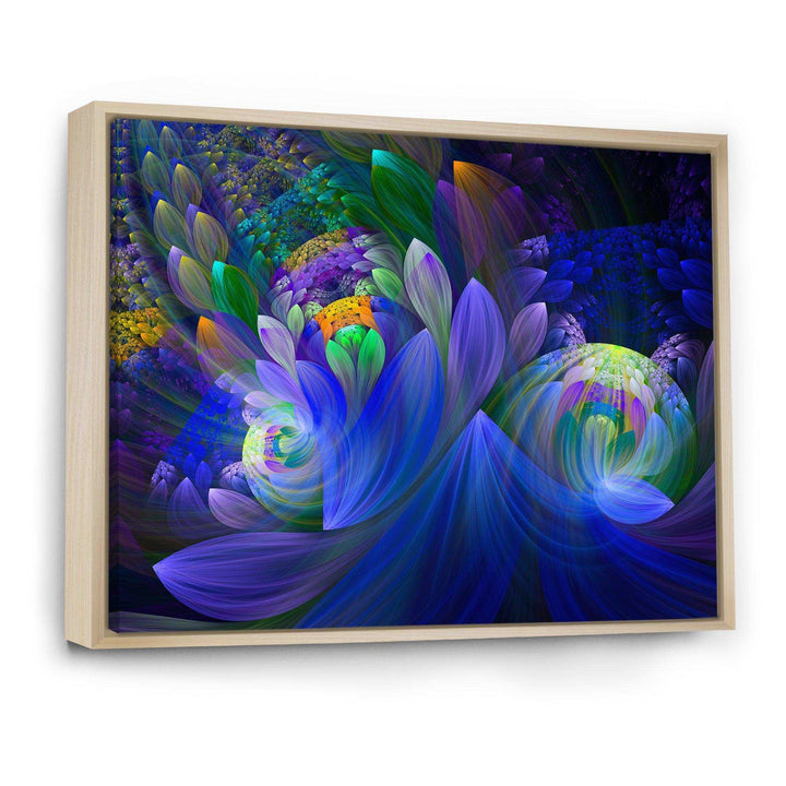 Blue Fractal Flower Bouquet - Modern Canvas Wall Art