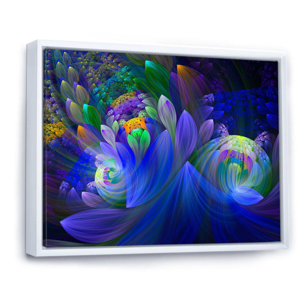 Blue Fractal Flower Bouquet - Modern Canvas Wall Art