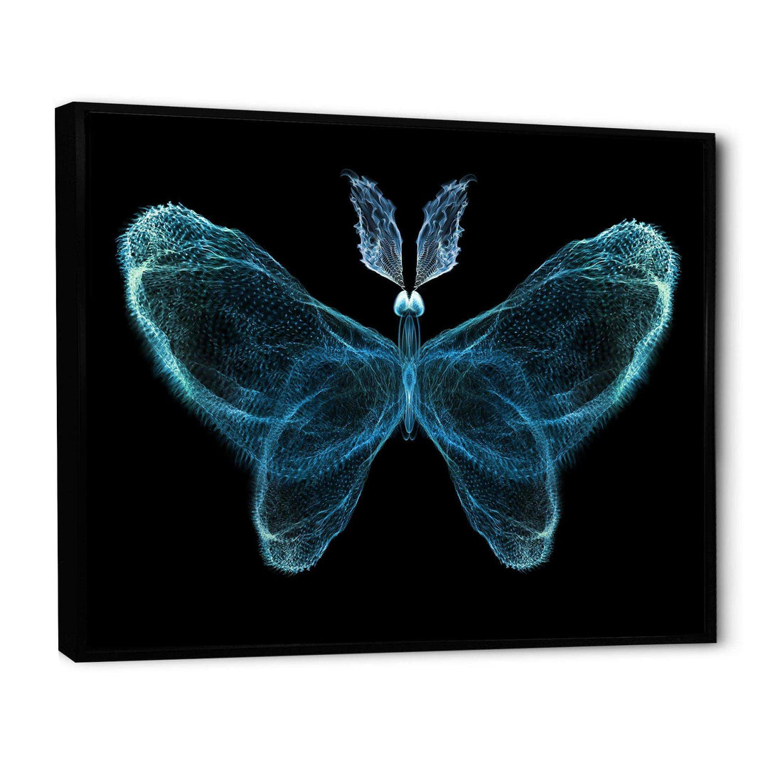 Turquoise Fractal Butterfly in Dark - Modern Living Room Wall Decor