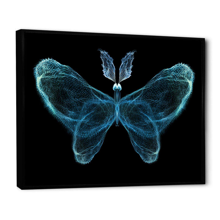 Turquoise Fractal Butterfly in Dark - Modern Living Room Wall Decor