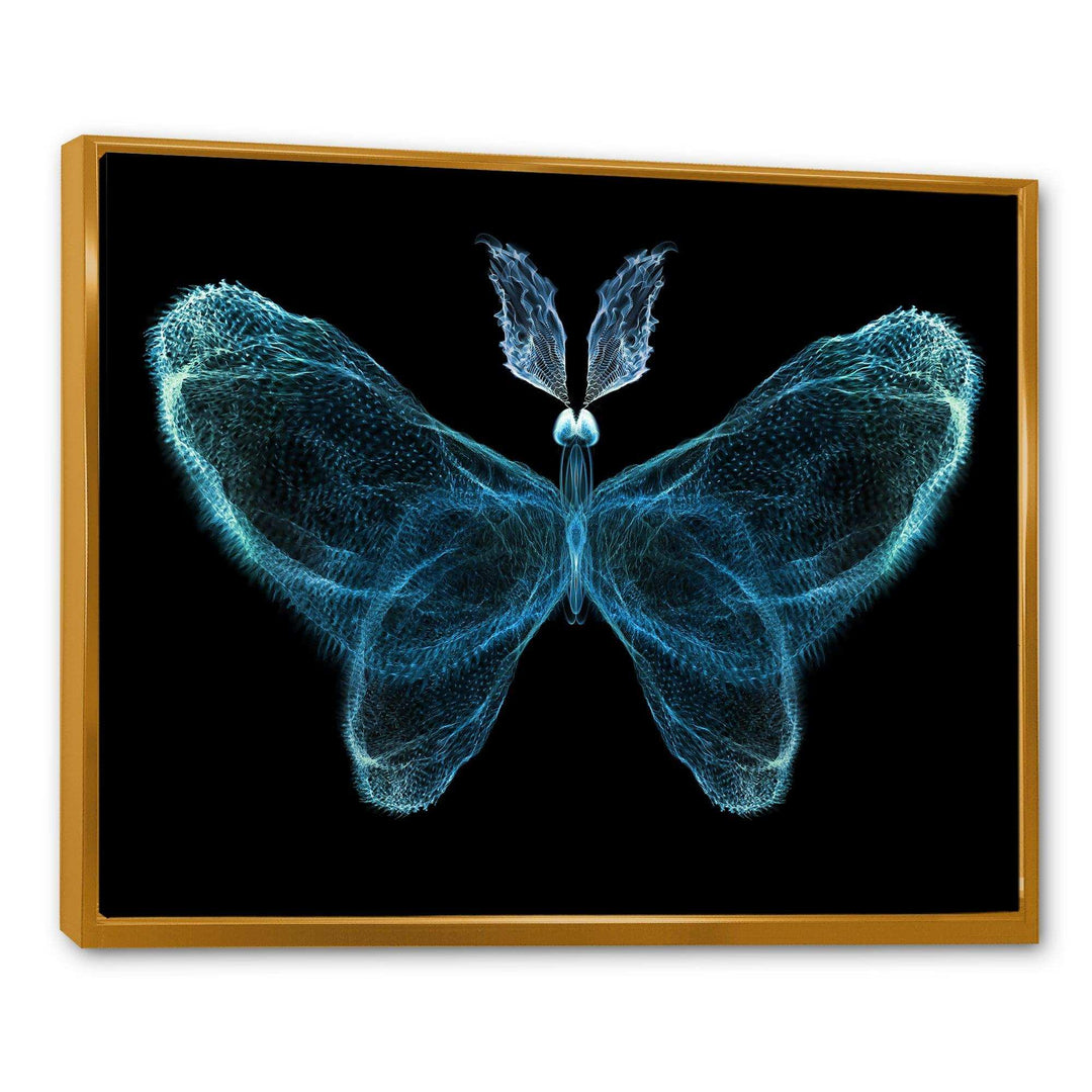 Turquoise Fractal Butterfly in Dark - Modern Living Room Wall Decor