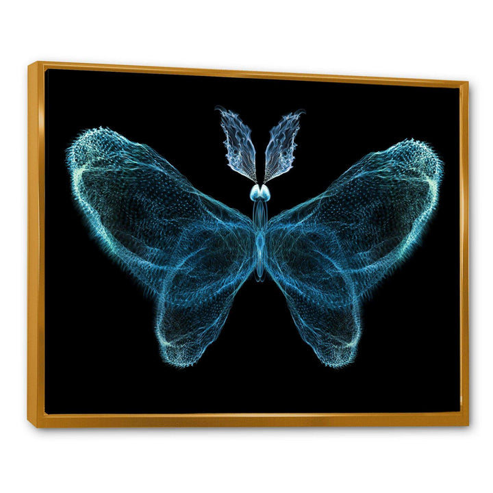 Turquoise Fractal Butterfly in Dark - Modern Living Room Wall Decor