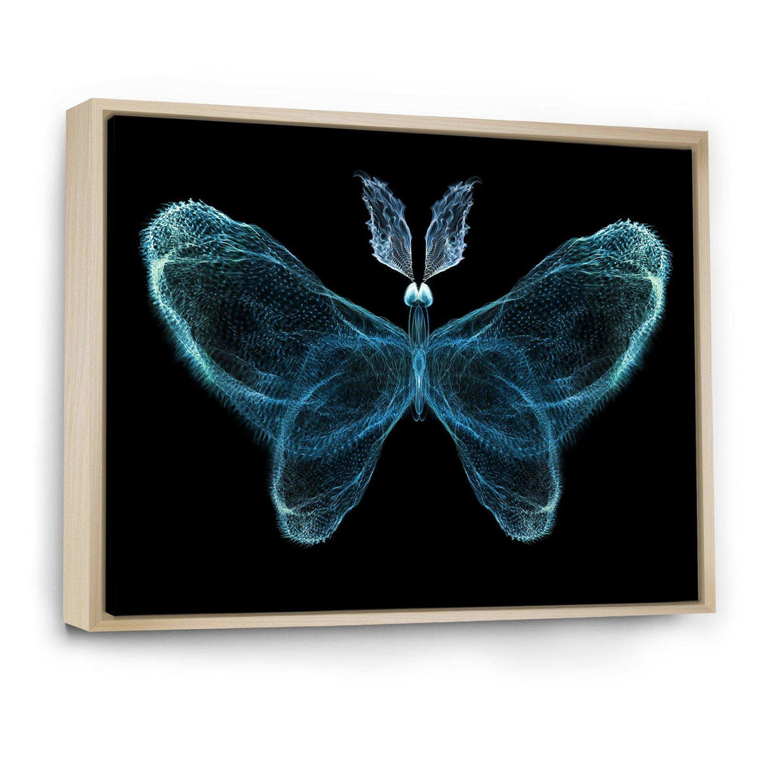 Turquoise Fractal Butterfly in Dark - Modern Living Room Wall Decor