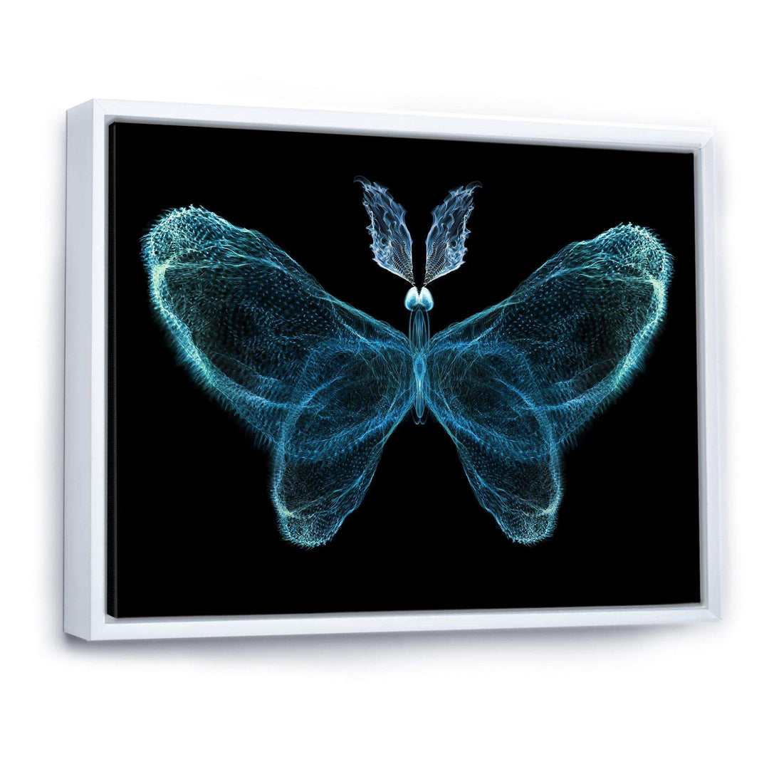 Turquoise Fractal Butterfly in Dark - Modern Living Room Wall Decor
