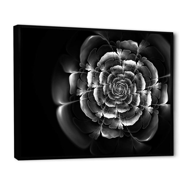 Fractal Silver Rose in Dark - Modern Living Room Wall Decor